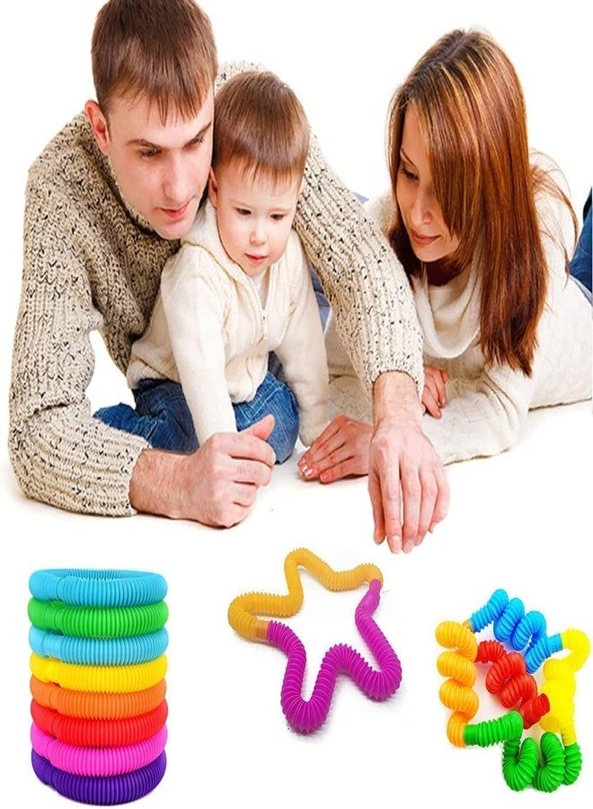 Jukusa 12 Pcs Flexible Pop Tube Toys for Kids Stress Anxiety Relief Sensory Bendable Stimming Toy Adjustable Pop Sound Ring Connection (Multicolor) - Image 3